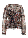 Orsay Braune gemusterte Damen-Bluse ORSAY