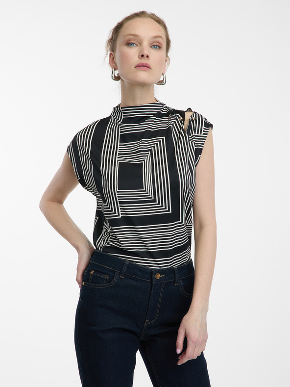 Orsay Schwarze gemusterte Damenbluse ORSAY