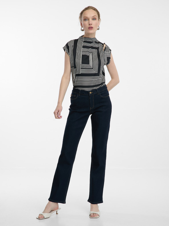 Orsay Schwarze gemusterte Damenbluse ORSAY