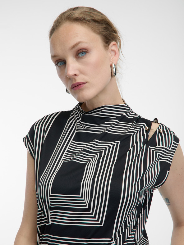 Orsay Schwarze gemusterte Damenbluse ORSAY
