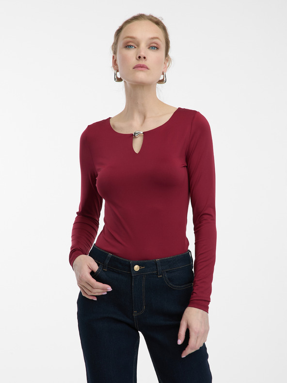 Orsay Weinrotes Damen-Langarmshirt ORSAY