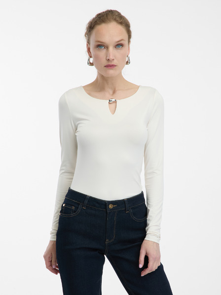 Orsay Cremefarbenes Damen-Langarmshirt ORSAY