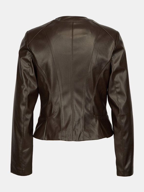 Orsay Dunkelbraune Damen-Lederjacke ORSAY