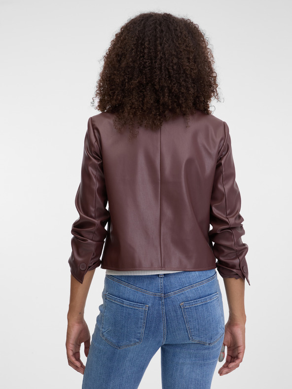 Orsay Dunkelbraune Damen-Lederjacke ORSAY