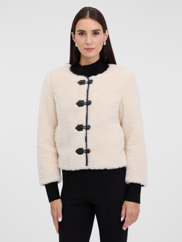 Orsay Cremefarbene Damen-Jacke aus Kunstpelz ORSAY
