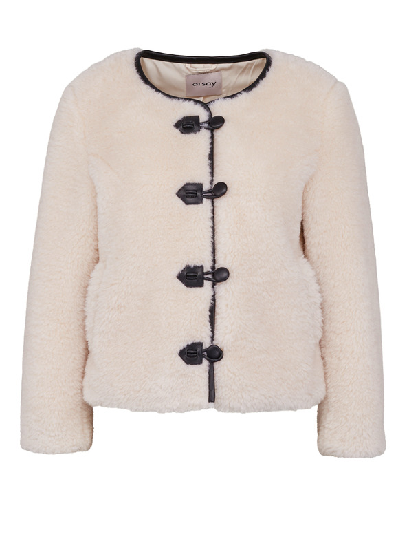 Orsay Cremefarbene Damen-Jacke aus Kunstpelz ORSAY