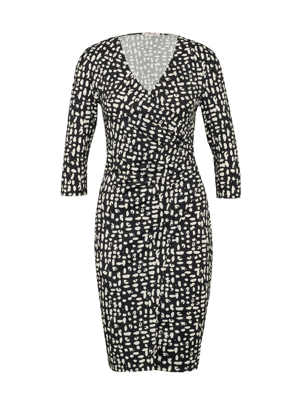 Orsay Schwarzes gemustertes knielanges Damenkleid ORSAY