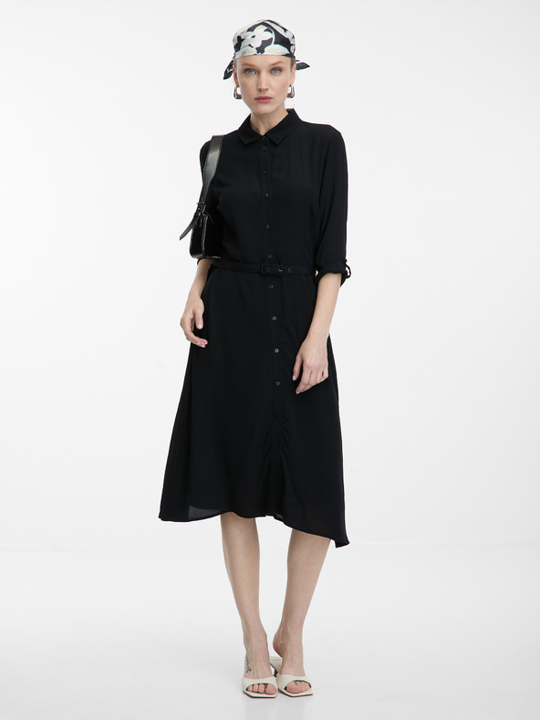 Orsay Schwarzes Damen-Hemdblusenkleid knielang von ORSAY