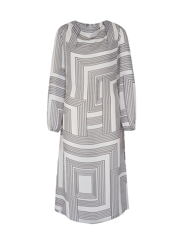 Orsay Weißes gemustertes Damen Kleid knielang ORSAY