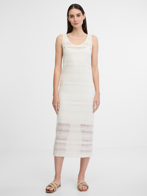 Orsay Cremefarbenes Damen-Midikleid ORSAY