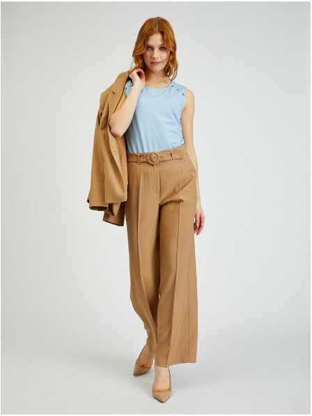 Orsay Braune weite Damenhose mit Gürtel ORSAY