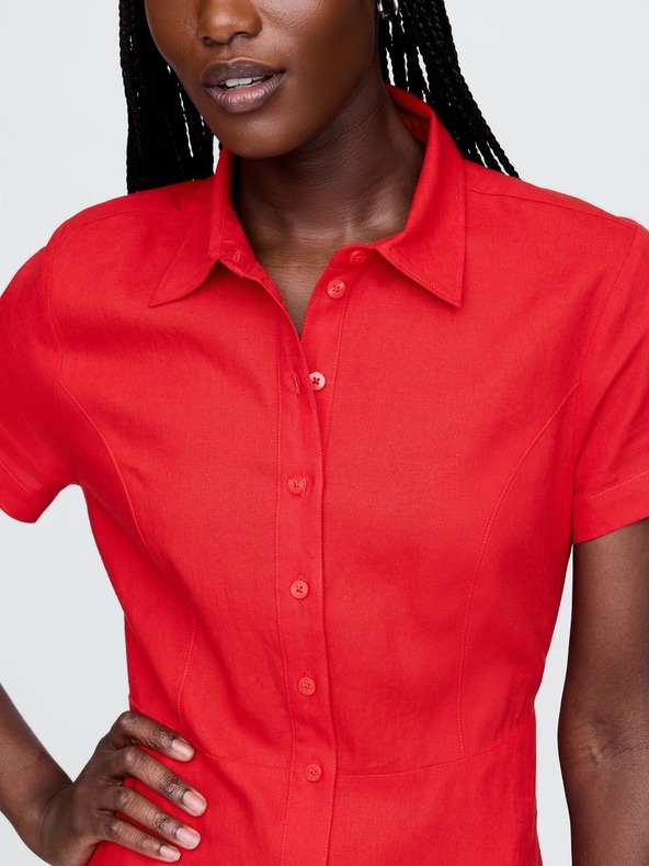 GAP Damen Leinen-Hemdkleid in Maxi-Länge GAP