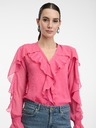 Orsay Rosa Damenbluse mit Volants ORSAY