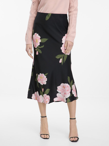 Orsay Schwarzer Damen Midirock mit Blumenmuster ORSAY