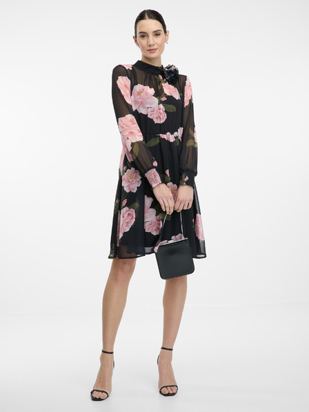Orsay Schwarzes Damen Blumenkleid knielang ORSAY