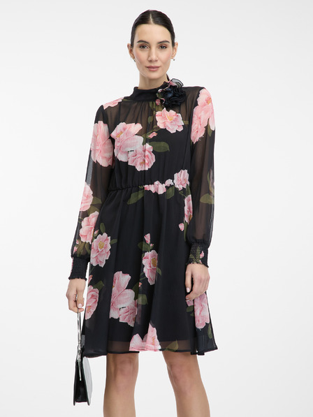 Orsay Schwarzes Damen Blumenkleid knielang ORSAY