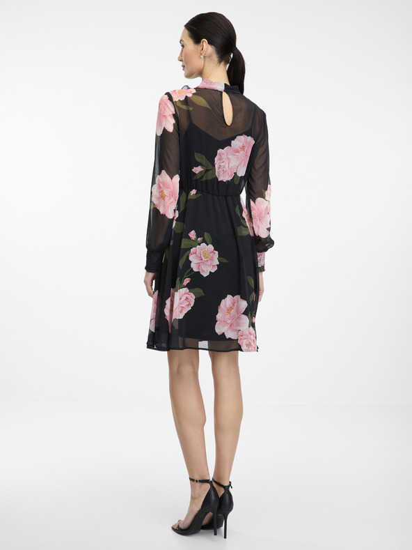 Orsay Schwarzes Damen Blumenkleid knielang ORSAY