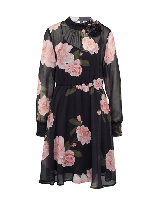 Orsay Schwarzes Damen Blumenkleid knielang ORSAY