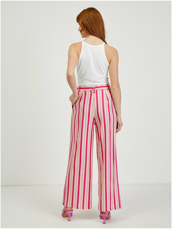 Orsay Rosa gestreifte Damen Leinenhose ORSAY