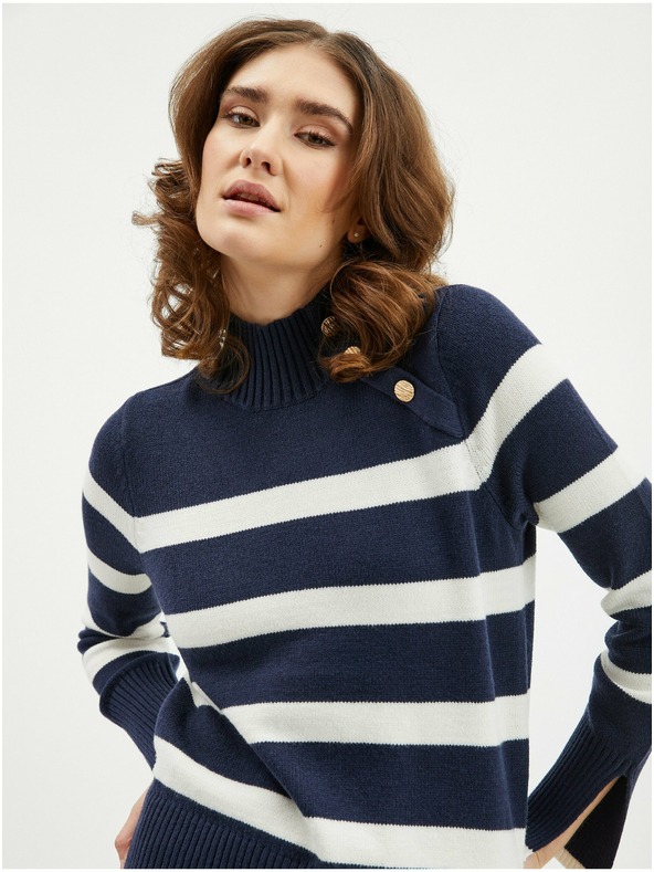 Orsay Weiß-blauer gestreifter Damen Pullover ORSAY