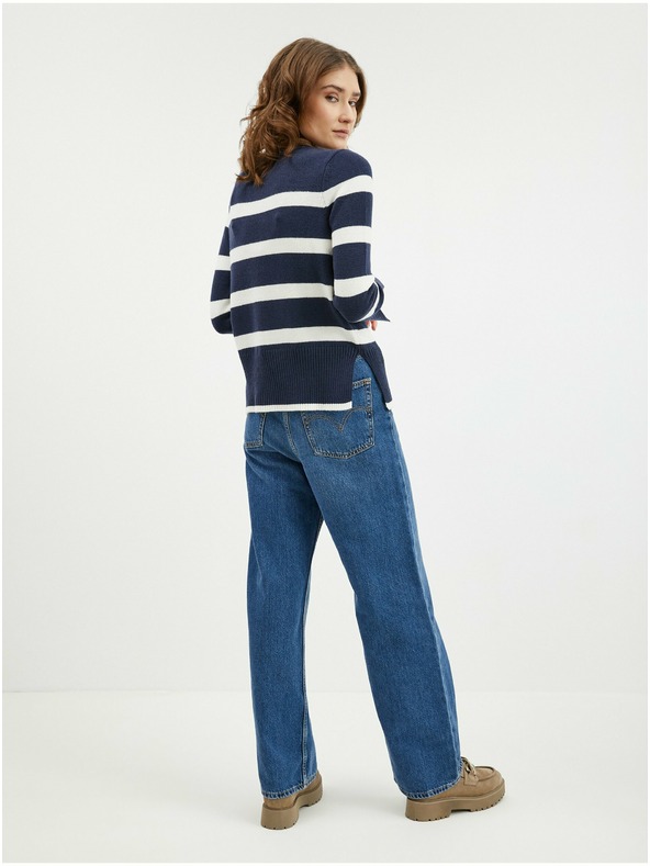 Orsay Weiß-blauer gestreifter Damen Pullover ORSAY