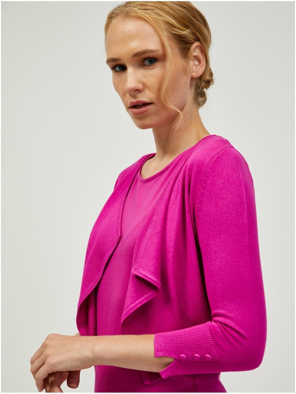 Orsay Dunkelrosa kurze Strickjacke mit Dreiviertel-Ärmeln ORSAY