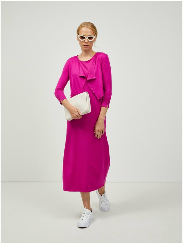 Orsay Dunkelrosa kurze Strickjacke mit Dreiviertel-Ärmeln ORSAY