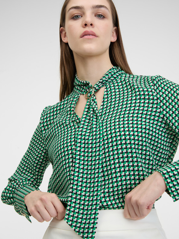 Orsay Grüne gemusterte Damenbluse ORSAY