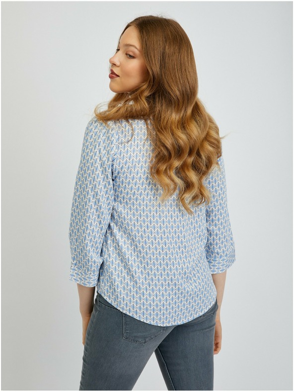 Orsay Hellblaue gemusterte Damenbluse ORSAY