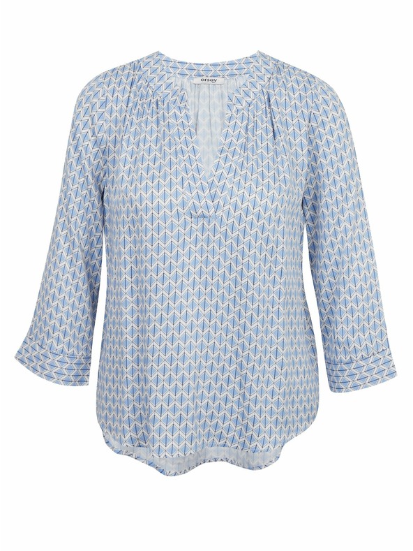 Orsay Hellblaue gemusterte Damenbluse ORSAY