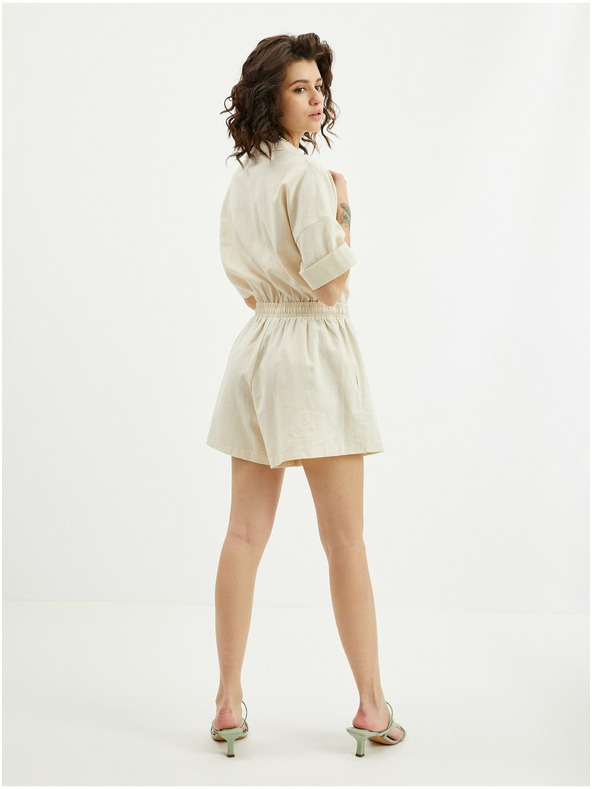 Orsay Beigefarbener Damen Leinenoverall ORSAY