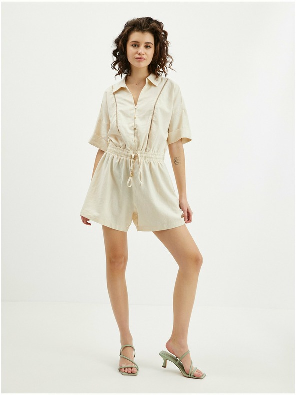 Orsay Beigefarbener Damen Leinenoverall ORSAY