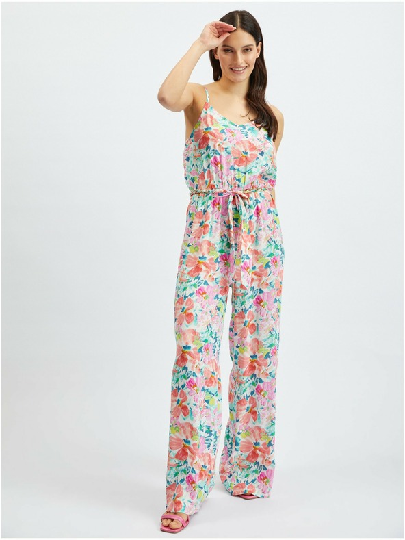 Orsay Rosa und cremefarbener Damen-Jumpsuit mit Blumenmuster ORSAY