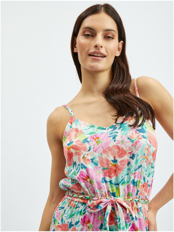 Orsay Rosa und cremefarbener Damen-Jumpsuit mit Blumenmuster ORSAY