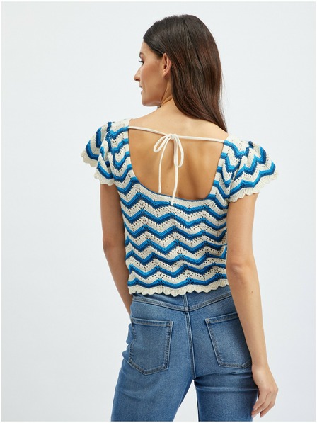 Orsay Blau-weiß gemustertes Damen-Pullover-Shirt ORSAY