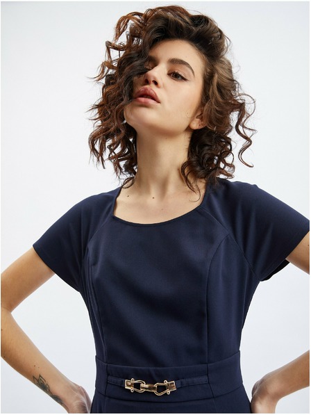 Orsay Dunkelblaues Damenkleid mit Gürtel ORSAY