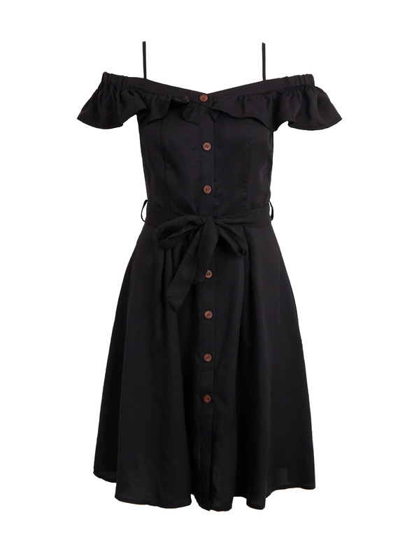 Orsay Schwarzes Damenkleid mit Leinen ORSAY