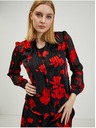 Orsay Rote und schwarze geblümte Bluse ORSAY