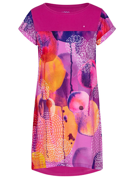 Loap Dunkelrosa gemustertes Damen-Sommerkleid LOAP ANNABELLE