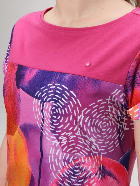 Loap Dunkelrosa gemustertes Damen-Sommerkleid LOAP ANNABELLE