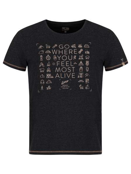 Loap Schwarzes gemustertes Herren-T-Shirt LOAP Alexus