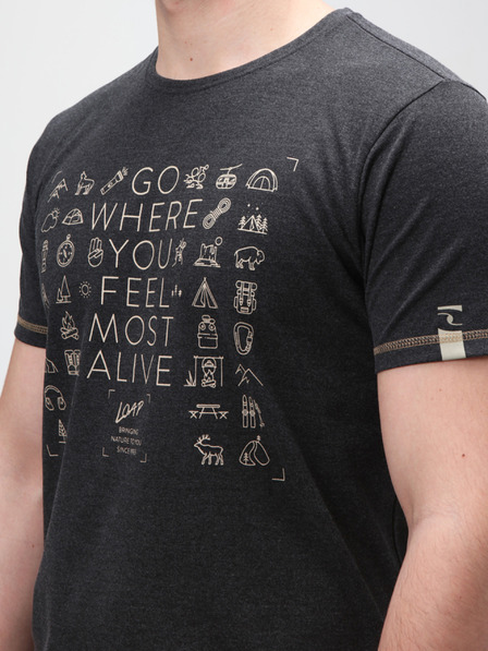 Loap Schwarzes gemustertes Herren-T-Shirt LOAP Alexus