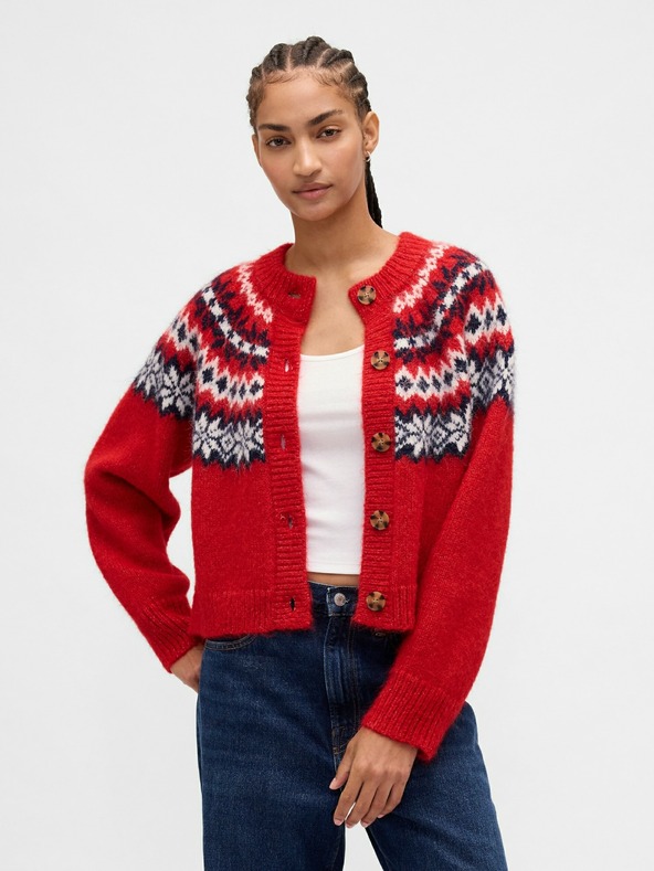 GAP Oversize Strickjacke Fair Isle mit Wollanteil GAP