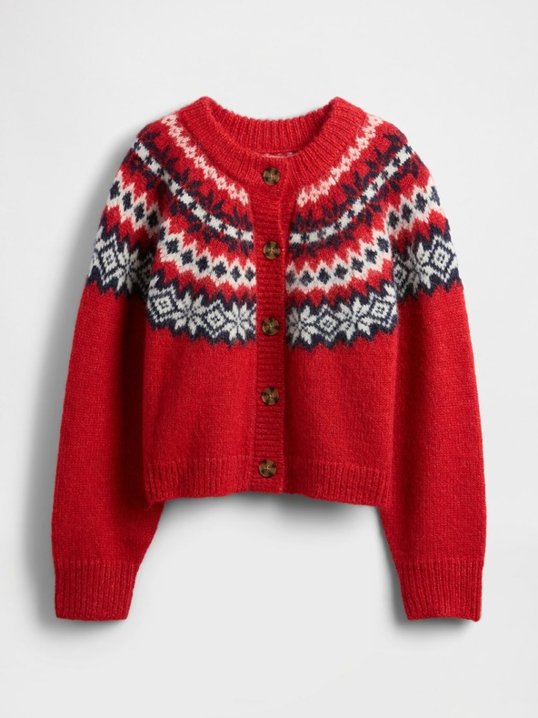 GAP Oversize Strickjacke Fair Isle mit Wollanteil GAP