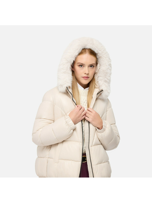 Geox Cremefarbene Damen-Daunenjacke Geox Backsie