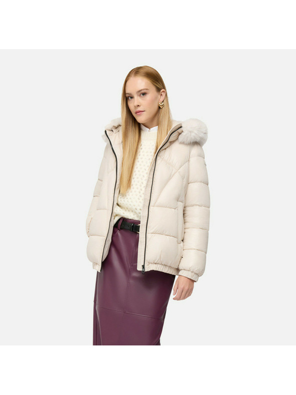 Geox Cremefarbene Damen-Daunenjacke Geox Backsie
