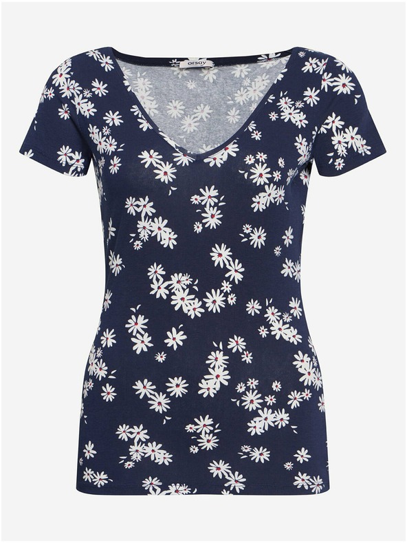 Orsay Dunkelblau geblümtes T-Shirt von ORSAY