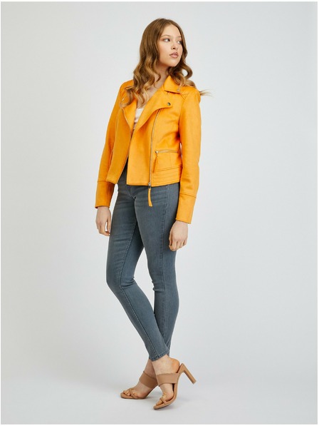 Orsay Orangefarbene Damen Wildlederjacke ORSAY