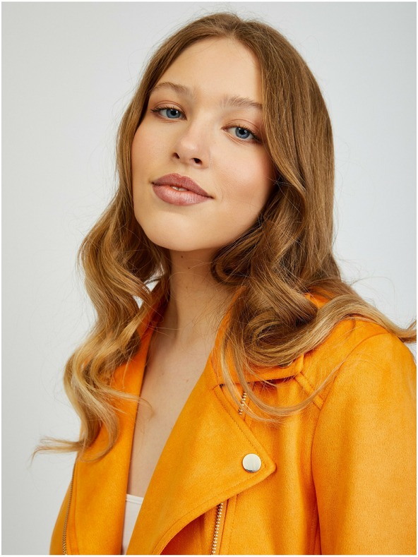 Orsay Orangefarbene Damen Wildlederjacke ORSAY