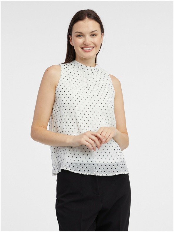 Orsay Weiße Damen-Polka-Dot-Bluse ORSAY